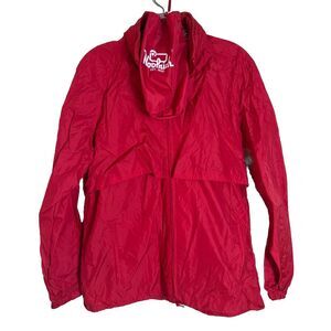 Vintage Woolrich Womens Red Teton Zip Hood Rain Anorak Jacket Windbreaker Medium